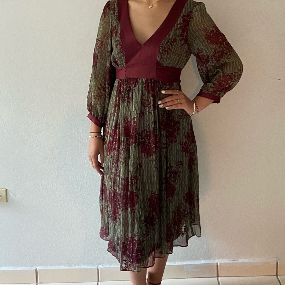 max and cleo midi flowers dress
